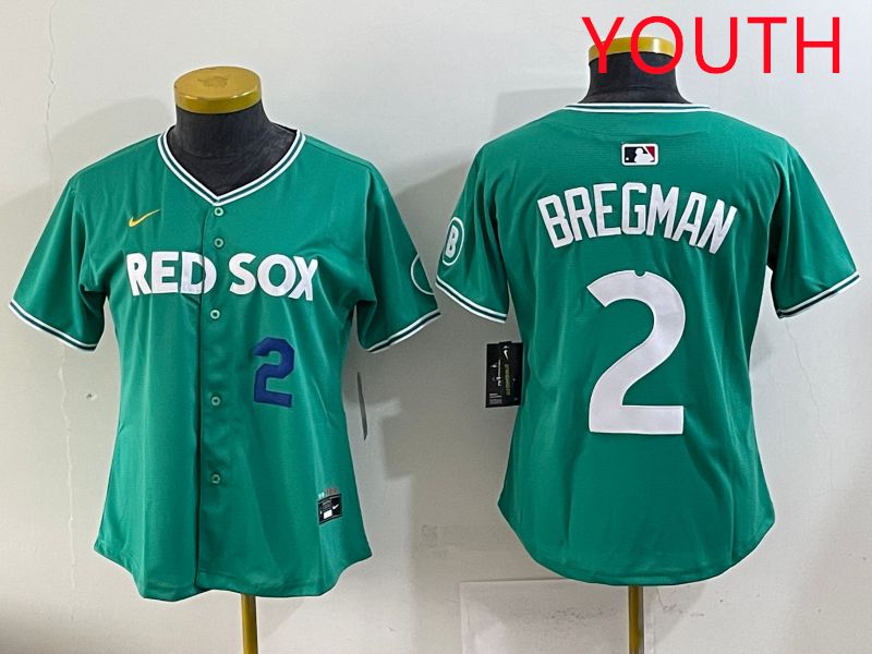 Youth 2025 Boston Red Sox 2 Bregman Dark Green Joint Name Nike MLB Jersey style 2